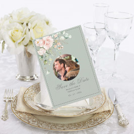 Foto Blush Pink Floral Wasserfarbe Blumenzehen Save The Date