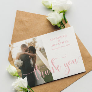 Foto Blush Pink Hochzeit Dankeskarte