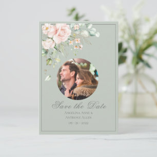Foto Blush Pink Wasserfarben Blumenzehen Save The Date