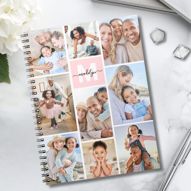 Foto Blush Rosa Monogramm Notizblock (Photo Blush Pink Monogram Notebook )