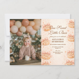 Foto Blush Zimt-Schleife Kleiner Brötchen 1. Gebur Einladung