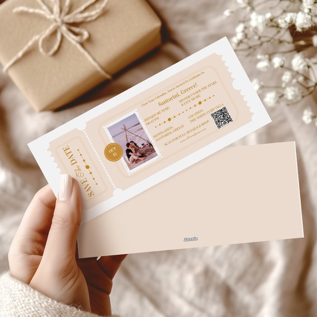 Foto Boarding Pass kosmische Hochzeitdestination Feiertagskarte (Von Creator hochgeladen)