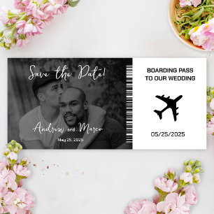 Foto Boarding Pass Wedding Save the Date Magnetkarte