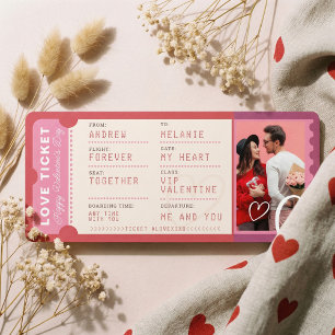 Foto-Boardingpass für Liebesflugticket zum Valenti Feiertagskarte