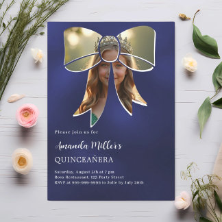 Foto Bogen Marine Blau Quinceanera Einladung