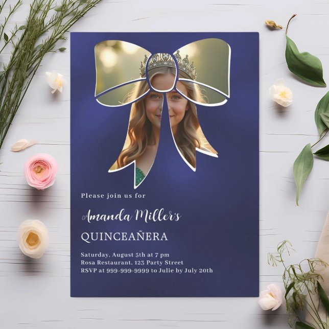Foto Bogen Marine Blau Quinceanera Einladung (Von Creator hochgeladen)