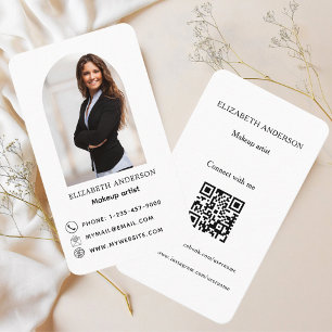 Foto-Bogen Qr-Code Social Media Schwarz Visitenkarte
