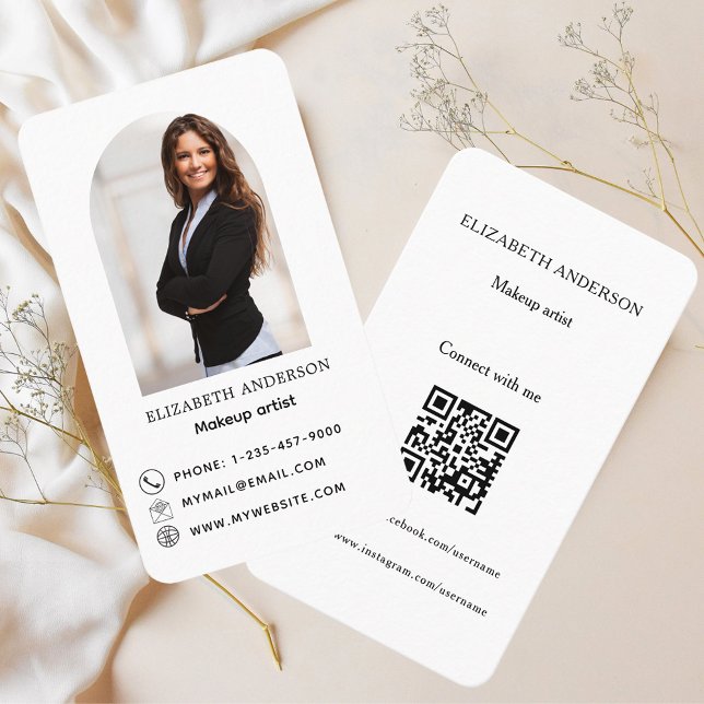 Foto-Bogen Qr-Code Social Media Schwarz Visitenkarte (Von Creator hochgeladen)