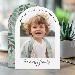 Foto-Bogen - Skript Familienname - botanischer Rüc Feiertagskarte