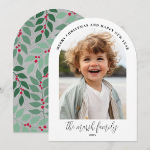 Foto-Bogen - Skript Familienname - botanischer Rüc Feiertagskarte