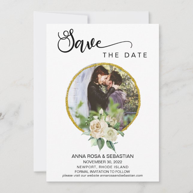 *~* FOTO Boho Blumenzwiebeln Hochzeit Das Datum sp Save The Date (Vorderseite)