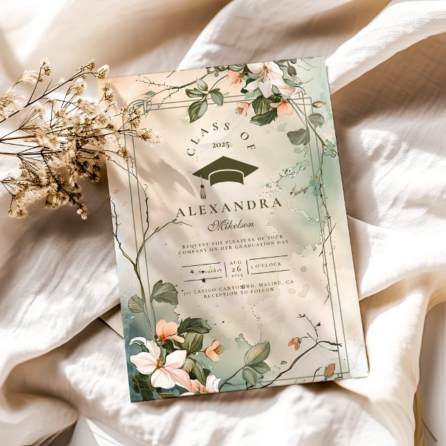Foto Boho Wildblume Graduation Party Einladung (Von Creator hochgeladen)