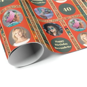 Foto Bold Ethnic Bohemisch Burnt Orange Geburtstag Geschenkpapier