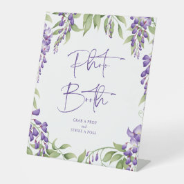 Foto Booth Lila Blumenschrift Hochzeit Sockelschild