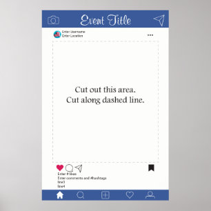 Foto Booth Prop Frame Poster Blau