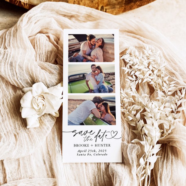 Foto Booth Strip Save the Date, Modernes Minimalis Magneteinladung (Von Creator hochgeladen)