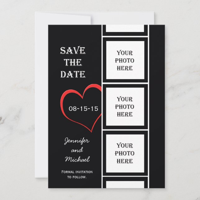 Foto Booth Style Save the Date Einladungskarte (Vorderseite)
