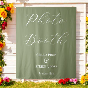 Foto Booth Wedding Sage Green Wandteppich