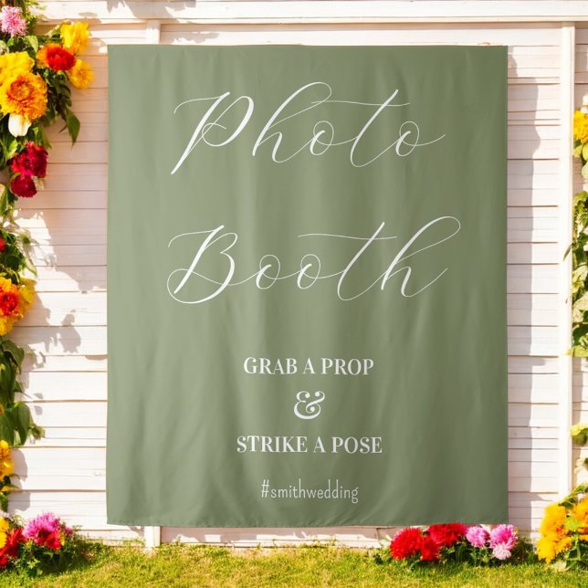 Foto Booth Wedding Sage Green Wandteppich (Von Creator hochgeladen)