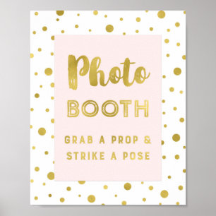 Foto Booth Wedding Sign Blush Gold Confetti Poster