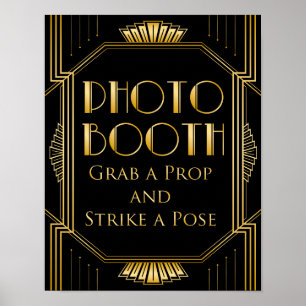 Foto Booth Wedding Sign   Gatsby Art Deco Poster