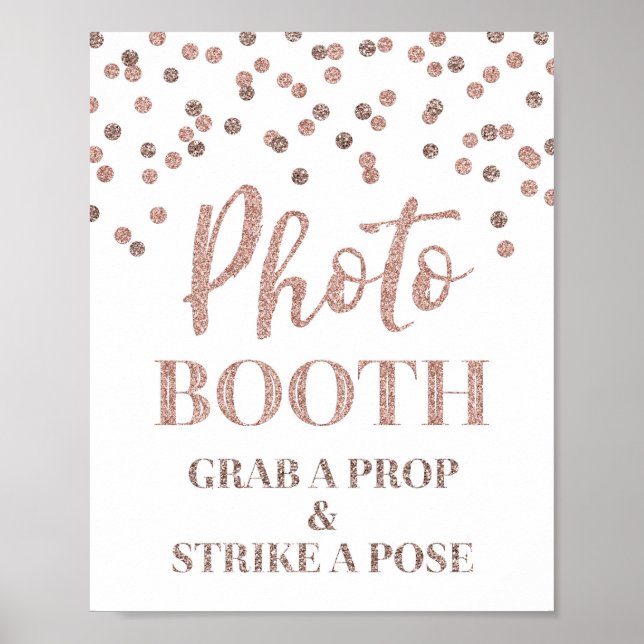 Foto Booth Wedding Sign Rose Gold Confetti Poster (Vorne)