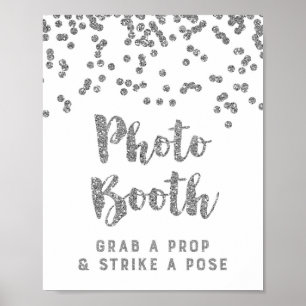 Foto Booth Wedding Sign Silver Confetti Poster