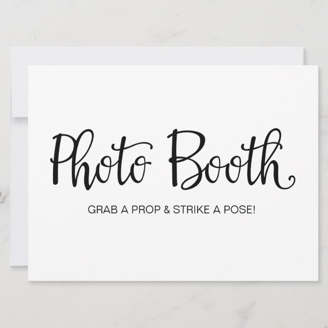 "Foto Booth"-Zeichen für Hochzeitsszenarien Einladung (Vorderseite)