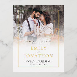 Foto Border Wedding Save the Date Foil Postcard Folien Feiertagspostkarte
