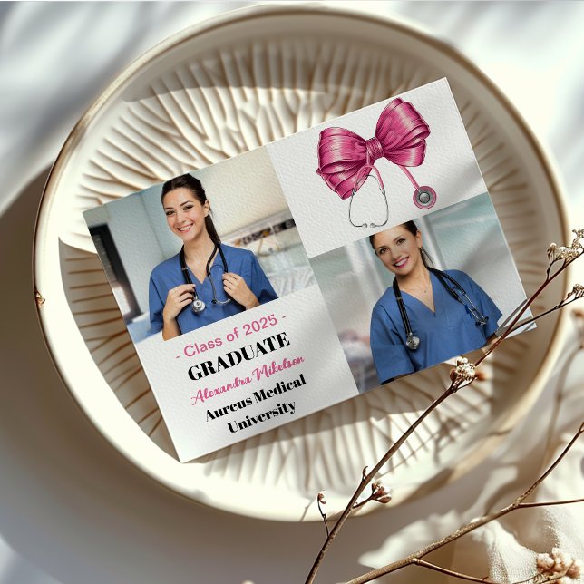 Foto Bow Stethoscope Nursing School Graduate Ankündigung (Von Creator hochgeladen)