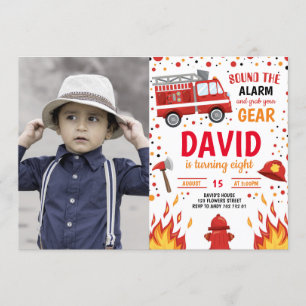 Foto Boy Birthday Feuerwehrmann Einladung Feuerweh