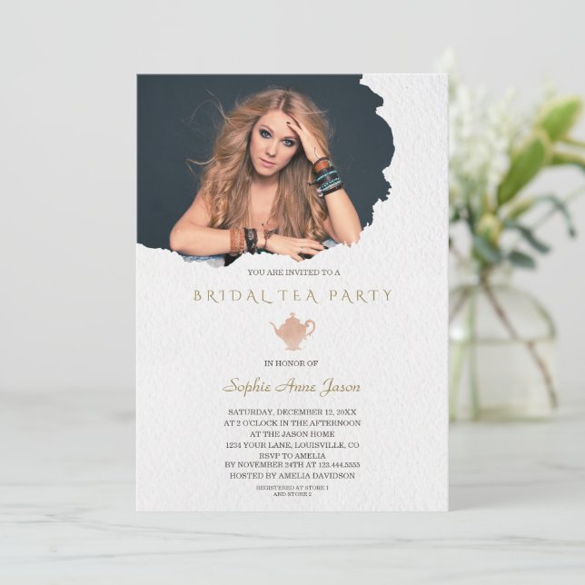 Foto  Bridal Tee Party Einladung (Stehend Vorderseite)