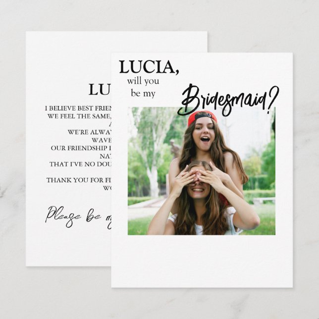 Foto Bridesmaid Vorschlag Card Vorlage (Vorne/Hinten)