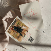 Foto Bright Orange Retro Fun Whimsical Wedding