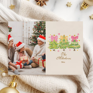 Foto Bright Ribbon Tree Holiday Family Feiertagskarte