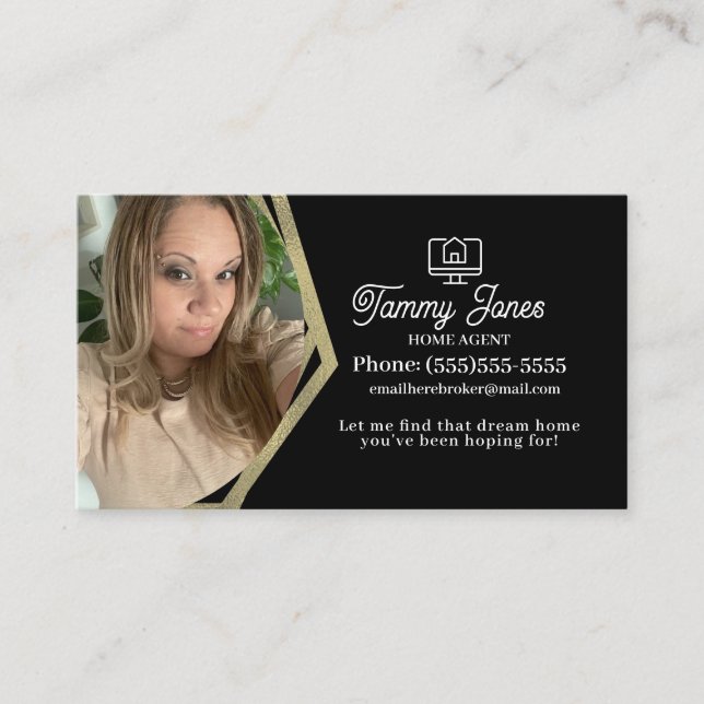 Foto Broker Zuhause Agent Gold Business Cards Visitenkarte (Vorderseite)