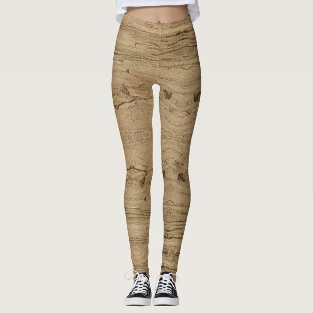 Foto Brown Natural Striping Muster Leggings (Vorderseite)