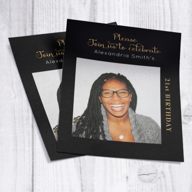 Foto Budget 21. Geburtstag Einladung Black Gold (Von Creator hochgeladen)