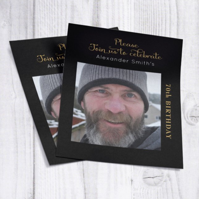 Foto Budget 70. Geburtstag Einladung Black Gold (Von Creator hochgeladen)