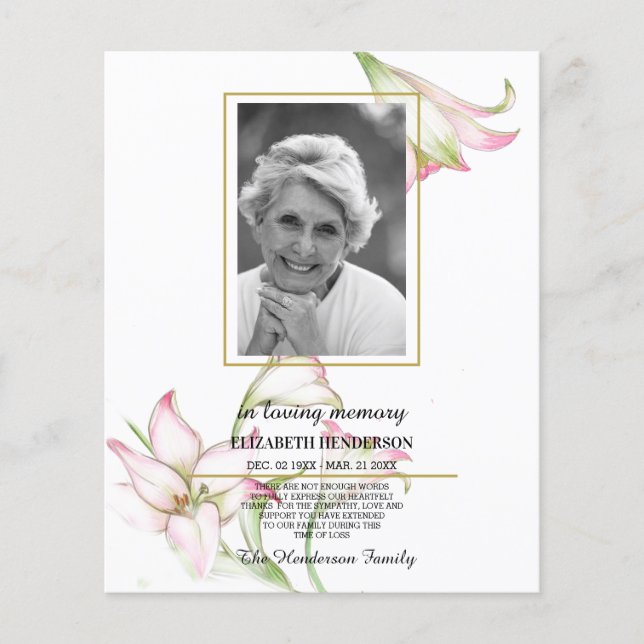 FOTO Budget Beileid in Liebe Erinnerung. Flyer (Vorne)