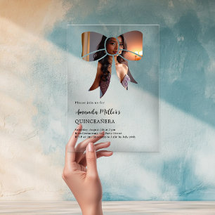 Foto bug elegante klare Quinceanera Acryleinladungen