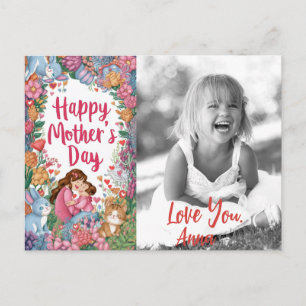 *~* Foto Bunny Whimsical Heart Muttertag AP72 Feiertagspostkarte