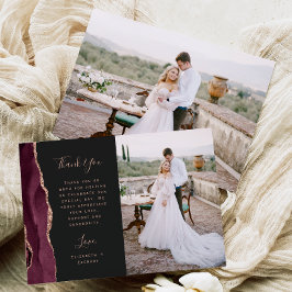 Foto Burgunder Achat Roségold Dunkle Hochzeit Dankeskarte