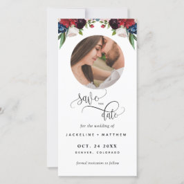 Foto Burgundy Blue Wedding Save the Date Lesezeich