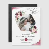 Foto Burgundy Blush Wedding Save the Date Magnet