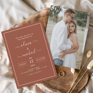Foto Burnt Orange Terracotta Boho Wedding Einladung