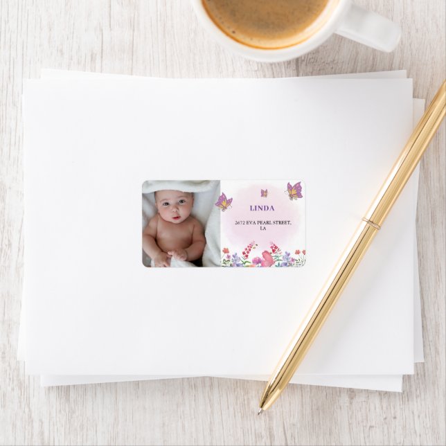 Foto Butterfly und Bienen-Adresse Adressaufkleber (Insitu)