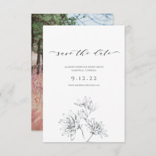 Foto Calligraphy Floral Wedding Save the Date