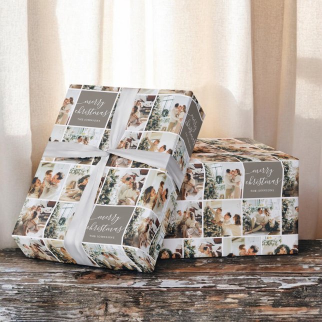 Foto Calligraphy Frohe Weihnachten Geschenkpapier (Von Creator hochgeladen)