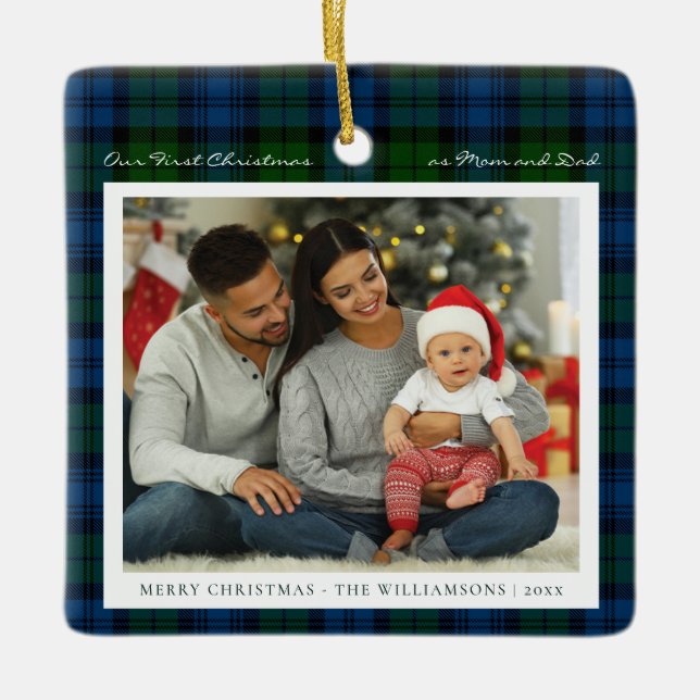 Foto Campbell Tartan - Karierte Familie zu Weihnac Keramikornament (Vorderseite)